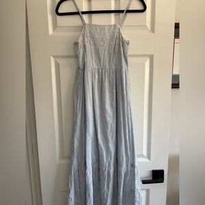 Japna Blue and White Smocked Cotton Dress